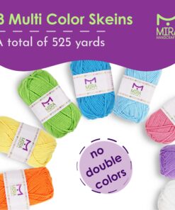 Alternative view of Mira Handcrafts 8 Acrylic Yarn Bonbons | Total of 525 yards Craft Yarn | Includes 2 Crochet Hooks, 2 Weaving Needles, 7 E-books | DK Yarn for Knitting and Crochet | Perfect Beginner Kit