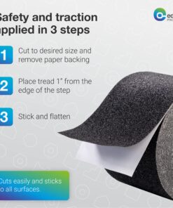EdenProducts Heavy Duty Anti Slip Grip Tape (4inx33ft) - High Traction Anti Slip Tape, Waterproof Outdoor Grip Tape for Stairs, for Skateboards, Bat, Pool, Floor - Non Skid Tape Outside Step Treads 4" x 33 Feet 1 25 81odnxAMM4S