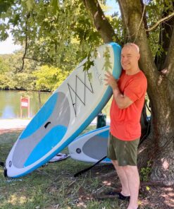 SereneLife Inflatable Stand Up Paddle Board (6 Inches Thick) with Premium SUP Accessories & Carry Bag | Wide Stance, Bottom Fin for Paddling, Surf Control, Non-Slip Deck | Youth & Adult Standing Boat Marine Blue 40 81ofDjZROdL