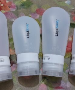 LiquiSnugs Premium - 100% Guaranteed Leak Proof Silicone Travel Bottles For Toiletries - TSA Approved Container. Premium Range Travel Shampoo Bottles with Suction Cups and Adjustable Labels 38 81ofKTQQbuL