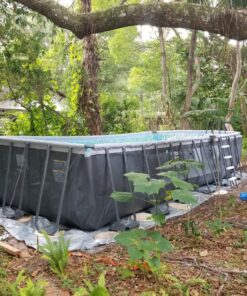 Intex 24ft X 12ft X 52in Ultra Frame Rectangular Pool Set with Sand Filter Pump, Ladder, Ground Cloth & Pool Cover 24 ft x 12 ft x 52 in 45 81ofj4lMI0L