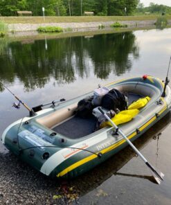 INTEX Seahawk Inflatable Boat Series: Includes Deluxe Aluminum Oars and High-Output Pump – SuperStrong PVC – Fishing Rod Holders – Heavy Duty Grab Handles – Gear Pouch Seahawk 4 Boat Set 48 81oghV7fNUL