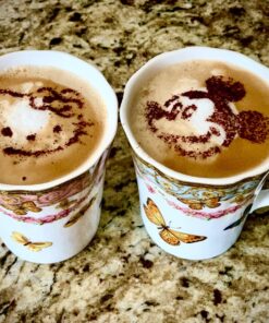 Lofekea Stainless Steel Powder Shakers Coffee Cocoa Cinnamon Shaker Cans Mesh Duster with 16PCS Stainless Steel Barista Coffee Decorating Stencils Template for Latte Cappuccino, Cupcake Stencils Stencil and Shaker 36 81ojPzE3BVL