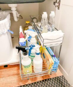 LYNK PROFESSIONAL® Slide Out Under Sink Cabinet Organizer - 11.5 in. wide x 18 inch deep - Sliding Pull Out Shelf for Inside Kitchen Cabinet or Under Sink - Lifetime Limited Warranty – Chrome 11.5x18 Chrome 38 81ojehQEajL