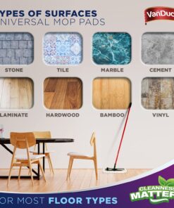 VanDuck 100% Cotton Pad Terry Cloth Mop Refills 15x8 inches, 2 Pack (Mop is Not Included) 2 Count (Pack of 1) 14 81olGsnahsL