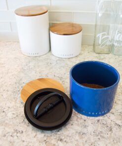 Planetary Design Airscape Ceramic Coffee Storage Canister Patented Airtight Lid Preserve Food Freshness Bamboo (Small Blue) 16 81olOzEiUL