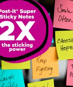 Post-it Super Sticky Recycled Notes, 3x3 in, 24 Pads, 2x the Sticking Power, Poptimistic, Bright Colors, 30% Recycled Paper (654-24SST-CP) 24 81on9aPit2L 1