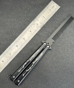 Funtuan Dragon Totem Stainless Steel Practice Butterfly Knife Trainer and Comb Knife Trainer (Black) 33 81onZdJsOrL