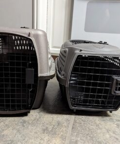 Petmate Two-Door Small Dog Kennel & Cat Kennel (Top Loading or Front Loading Pet Carrier, Made with Recycled Materials, 24 inches in Length) For Pets up to 15 Pounds, Made in USA 24.0"L x 14.5"W x 17.0"H TAN 40 81opJfvP34L 1