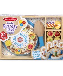 Melissa & Doug Birthday Party Cake - Wooden Play Food With Mix-n-Match Toppings and 7 Candles 24 81opRwxah5L