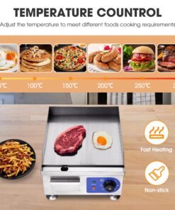 WeChef Commercial Electric Griddle 14" 1500W Countertop Griddle Flat Top Restaurant Grill Non-Stick Flat Temperature Control 122℉-572℉ 27 81oqBeAGeAL