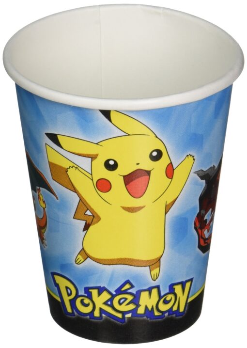 Amscan Electrifyingly Cute Pikachu & Friends Birthday Party Paper Cups (8 Pack), 9 oz, Blue