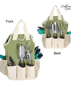 Garden Tool Set | Garden Tools Organizer Tote | Gardening Gloves Included Great Garden Tools for Woman and Men | 9 Piece Garden Accessories Tool Organizer Kit | Gardening Gifts | Gardeners Supply Green 23 81otyp7iUVL