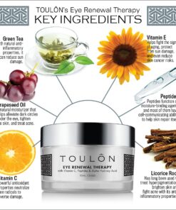 TOULON Eye Cream for Dark Circles, Puffiness and Wrinkles. Reduces Fine Lines with Vitamin C, Peptides & Alpha Hydroxy Acid. Minimizes Crows Feet, Puffy Eyes and Bags 25 81ovgtc0NnL