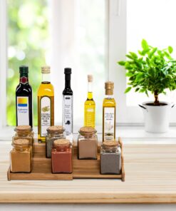 Seville Classics Bamboo Premium Wood 3-Tier Step Shelf Spice & Seasoning Storage Rack Organizer for Kitchen, Cabinet, Countertop, Pantry, Bathroom, Salon, Expandable 8.5"-15" W Expandable 8.5" - 15" W 28 81ovu6d7zyL 1
