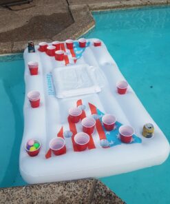 Jasonwell Beer Pong Pool Float - Inflatable Pool Beer Pong Table Party Pool Games Accessories for Adults 6 Feet Inflatable Pool Lounge Raft Toys with Cooler and 8 Pong Balls 27 81ow6uU57GL
