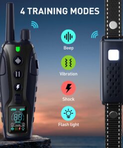 Dog Shock Collar with Flashing Light for Night Walks,Dog Training Collar with Adjustable Pitch Beep,Vibration,Shock and Keypad Lock,Dog Training Collar with Remote 4000FT,Shock Collar Dog 24 81owNS5ahoL