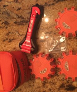 HOKENA LED Road Flares 9 Piece Set, Emergency Lights Complete Car Safety Kit, Roadside Warning Flare Beacon Disc for Vehicle & Boat with Magnetic Base, with Batteries, Seatbelt Cutter & Window Breaker 3 Flares 56 81owZs6QTbL