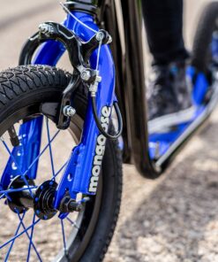 Mongoose Expo Youth Kick Scooter, Suggested for Riders with Ages 6 to 9 Years Old, Max. Weight of 175 lbs., Front and Rear Caliper Brakes, Rear Axle Pegs, 12-Inch Inflatable Wheels Black/Blue 26 81oxMZENirL