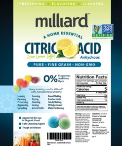 Milliard Citric Acid 5 Pound - 100% Pure Food Grade Non-GMO Project Verified (5 Pound) 29 81oxNATSPML