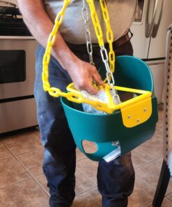 Deluxe High Back Full Bucket Toddler Swing with Exclusive Chain & Triangle Dip Pinch Protection and Carabiners for Easy Install - Green - Squirrel Products 28 81oxfHjEEpL