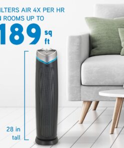 GermGuardian Air Purifier with HEPA 13 Filter, Removes 99.97% of Pollutants, Covers Large Room up to 915 Sq. Foot Room in 1 Hr, UV-C Light Helps Reduce Germs, Zero Ozone Verified, 28", Gray, AC5000E 34 81oxkZXEDYS
