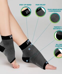 Run Forever Sports Plantar Fasciitis Compression Socks | Foot & Ankle Brace for Women & Men | Toeless Ankle Compression Sleeve for Ankle Support, Plantar Fasciitis, Night Splint, Arch & Achilles Tendonitis Relief Medium Black 33 81oz00ny5GL