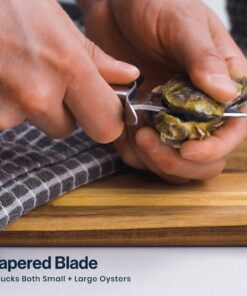 HiCoup Oyster Shucking Knife and Glove Kit - Clam and Oyster Knife Shucker Set with Stainless Steel Seafood Opener Tool, Wood Handle and Gloves 35 81p G0uEJxL