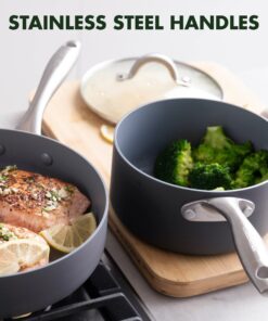 GreenPan Lima Hard Anodized Healthy Ceramic Nonstick 12 Piece Cookware Pots and Pans Set, PFAS-Free, Oven Safe, Gray 29 81p qagx0gL