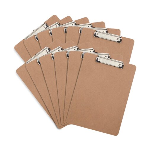 12 Hardboard Clipboards, Low Profile Clip, Designed for Classroom and Office Use, 12 Clipboards