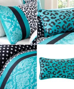 Mi Zone Comforter Set Fun Bedroom Décor - Modern All Season Polka Dot Print, Vibrant Color Cozy Bedding Layer, Matching Sham, Decorative Pillow, Full/Queen, Leopard Teal 4 Piece 28 81p1M7I9m9L