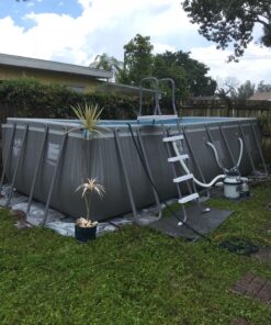 Intex 18ft X 9ft X 52in Ultra Frame Rectangular Pool Set with Sand Filter Pump, Ladder, Ground Cloth & Pool Cover 18 ft x 9 ft x 52 in 36 81p1XuvKYaL 1