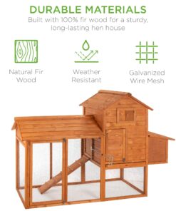 Best Choice Products 80in Outdoor Wooden Chicken Coop Multi-Level Hen House, Poultry Cage w/Ramps, Run, Nesting Box, Wire Fence, 3 Access Areas 37 81p6Kzcy8kL