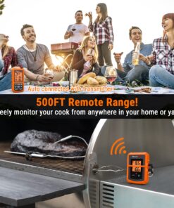 ThermoPro TP20 500FT Wireless Meat Thermometer with Dual Meat Probe, Digital Cooking Food Meat Thermometer Wireless for Smoker BBQ Grill Thermometer Orange 20 81p6v0u1mdL
