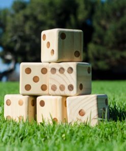 GoSports Giant Wooden Playing Dice Set with Rollzee and Farkle Scoreboard - Includes 6 Dice, Dry-Erase Scoreboard and Canvas Tote Bag - Choose 2.5 Inch or 3.5 Inch Dice) 3.5 Inch Natural Wood Dice 26 81p7p5yl7cL