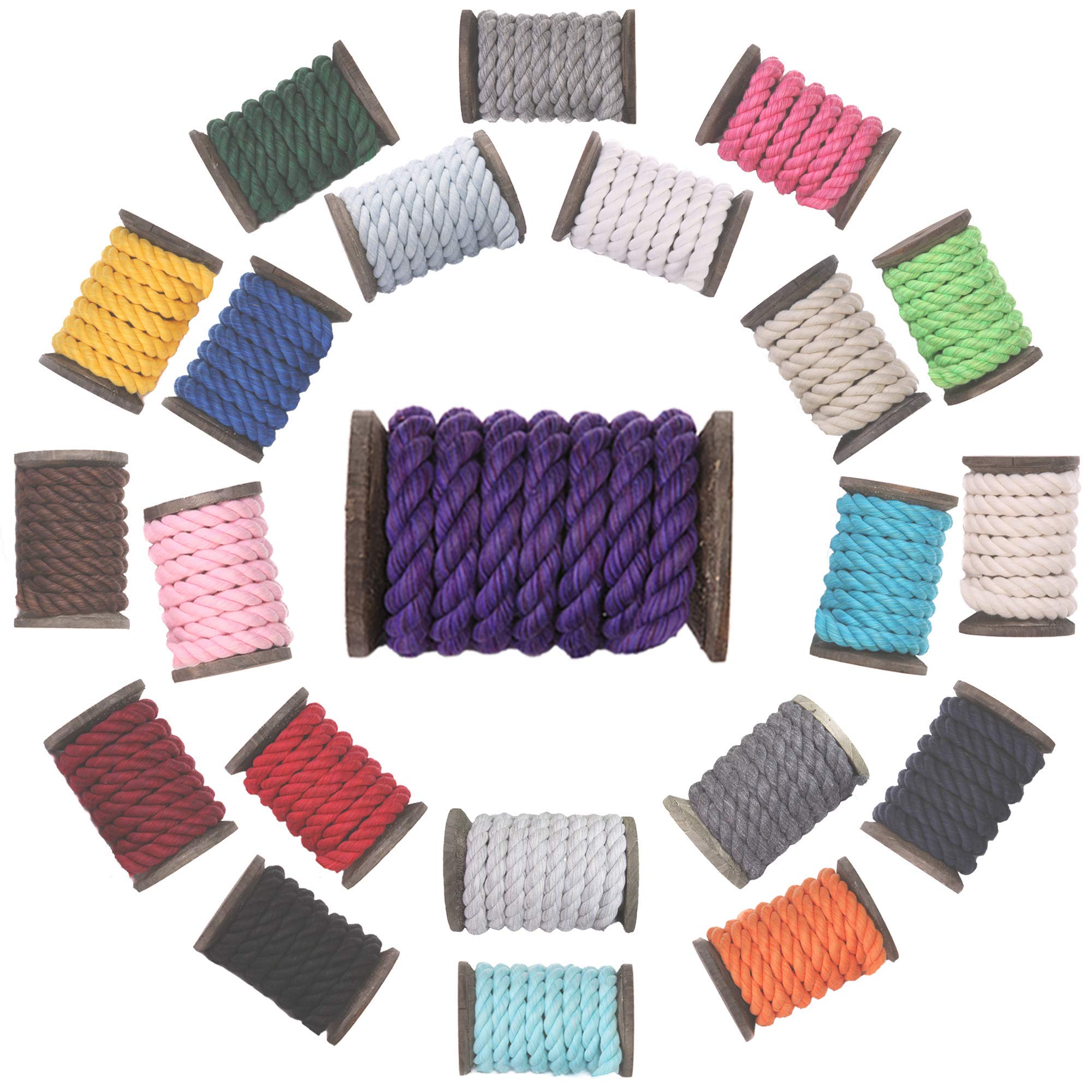 Ravenox Natural Twisted Cotton Rope | Made in The USA | Strong Triple-Strand Cordage for Sports, Décor, Pet Toys, Crafts, Macramé & Indoor Outdoor Use| by The Foot & Diameter (Multiple Color) Purple 1/2 Inch x 100 Feet 3 Ravenox Natural Twisted Cotton Rope | Made in The USA | Strong Triple-Strand Cordage for Sports, Décor, Pet Toys, Crafts, Macramé & Indoor Outdoor Use| by The Foot & Diameter (Multiple Color) Purple 1/2 Inch x 100 Feet - Image 3