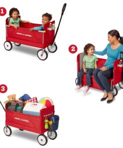 Radio Flyer 3-in-1 EZ Folding Wagon Ride On For Kids, Garden, & Cargo, Red Collapsible Wagon Base 40 81pBCP5wahL