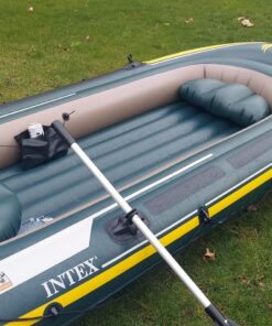INTEX Seahawk Inflatable Boat Series: Includes Deluxe Aluminum Oars and High-Output Pump – SuperStrong PVC – Fishing Rod Holders – Heavy Duty Grab Handles – Gear Pouch Seahawk 4 Boat Set 35 81pDuR2SsqL