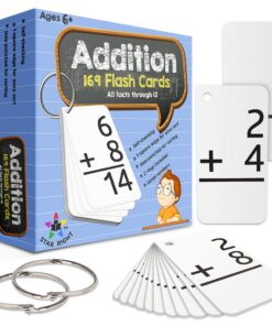 Star Right Education Addition Flash Cards, 0-12 (All Facts, 169 Cards) with 2 Rings - Addition Flashcards 169 Addition Flash Cards 21 81pESXlzylL