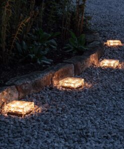 Solar Glass Brick Light,Ice Cube Lights,LED Landscape Light Buried Light Square Cube,Frosted Glass Light for Christmas Outdoor Path Road Yard 4 pcs (Warm White) Warm White 15 81pH5YURiL