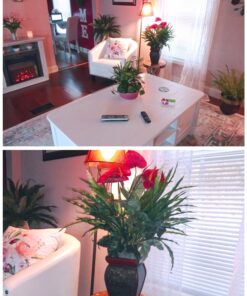 Nearly Natural 6678 Mixed Greens and Anthurium with Vase Decorative Silk Plant, Green 32 81pITyoiHaL