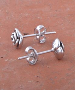 Sterling Silver Rose Flower Stud Earrings - 7mm Rhodium Plated 30 81pIWipQSIL