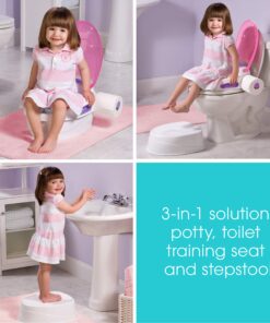 Summer Infant Step by Step Potty, Pink - 3-in-1 Potty Training Toilet - Features Contoured Seat, Flushable Wipes Holder and Toilet Tissue Dispenser, 13x9.5x15.5 Inch (Pack of 1) 1 Count (Pack of 1) 29 81pJf0rCnCL