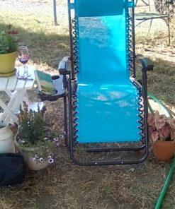 Best Choice Products Set of 2 Adjustable Steel Mesh Zero Gravity Lounge Chair Recliners w/Pillows and Cup Holder Trays, Light Blue 41 81pJqpIFQUL