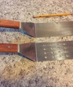 Grill, Dump Truck, Stainless Steel, Riveted Smooth Wooden Handle, Commercial Grade, a Perforated Solid Spatula, 2-piece Set 11 81pKi6fuaHL