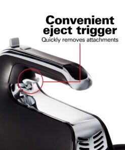 Hamilton Beach Electric Hand Mixer with Snap-On Case, Twisted Wire Beaters, Milkshake Rod, Dough Hook, Whisk, 6-Speed, Black 28 81pMg8qMhaL