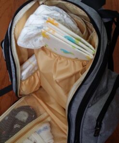 Mancro Diaper Bag Backpack, Large Multifunction Waterproof Travel Baby Changing Bag for Dad Mom with 4 Insulated Pockets and Stroller Straps, Maternity Baby Bag for Boys Girls, Grey Austere Grey 76 81pN8l5ITtL