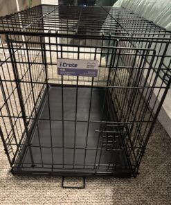 MidWest Homes for Pets Newly Enhanced Single Door iCrate Dog Crate, Includes Leak-Proof Pan, Floor Protecting Feet , Divider Pane l & New Patented Features Medium 33 81pP MPYUuL