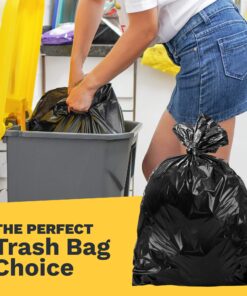 ToughBag 55 Gallon Trash Bags, Large 55-60 Gallon Industrial Trash Bags, Black Garbage Bags, 38 x 58" (100 COUNT) - Outdoor Trash Can Liners for Commercial, Janitor, Lawn and Leaf - Made in USA 55 Gallon / 38x58 100 Count (Pack of 1) 11 81pPFki1ySL