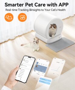 Meowant Self-Cleaning Cat Litter Box, Intelligent Radar Safety Protection Automatic Cat Littler Box for Multiple Cats, Large Capacity/Isolation Odor/APP Control Smart Cat Litter Box with Mat & Liner Gray 31 81pTbiNYgL